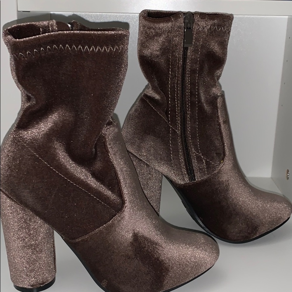 Velvet Taupe Booties